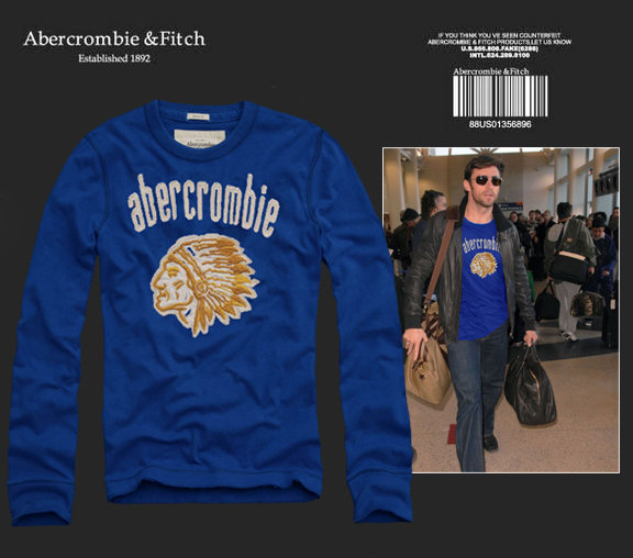 Abercrombie Fitch Hombres De Cuello Redondo Con Gente Fotos Largo Remera AF6051